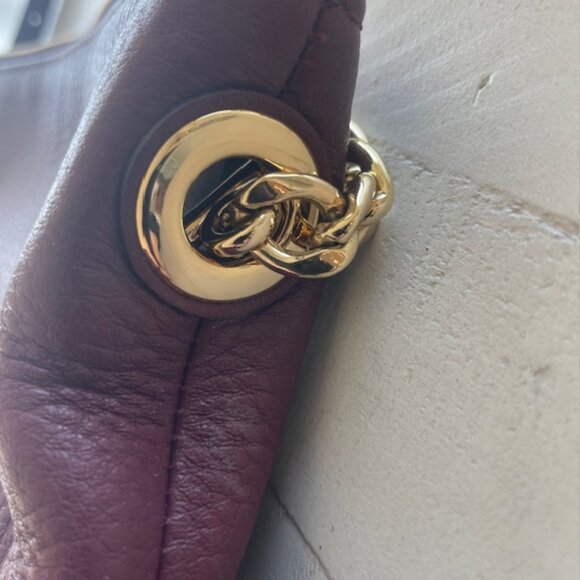 MICHAEL KORS JET SET CHAIN MESSENGER CROSSBODY LEATHER MERLOT/GOLD NWOT - Picture 16 of 16